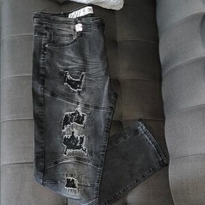 G-Star Charcoal Distressed Skinny Jeans